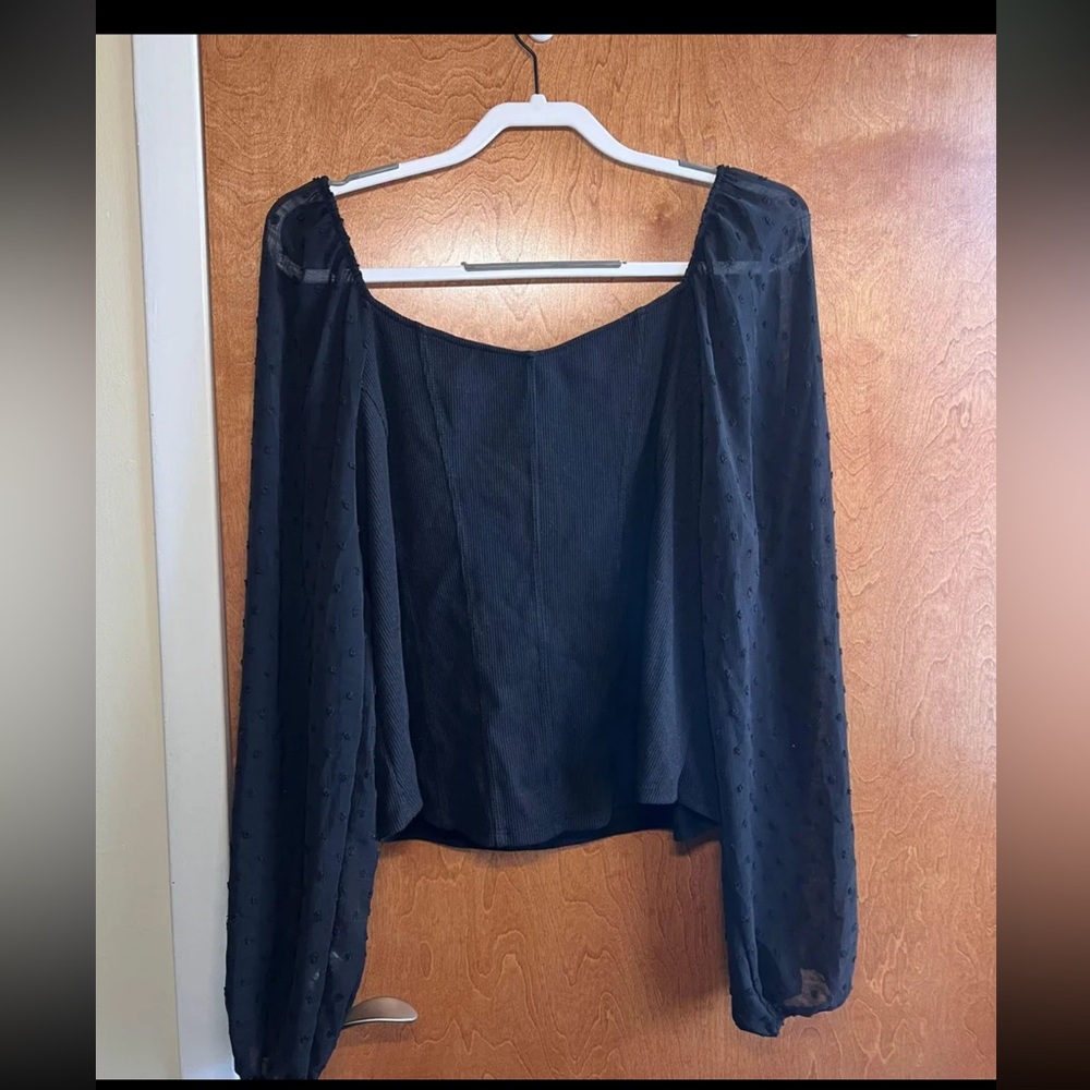 Altar’d state arula sheer sleeve black corset top
